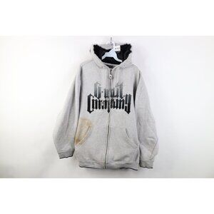 Vintage Y2K G Unit 50 Cent Mens XL Distressed Heavyweight Full Zip Hoodie Gray